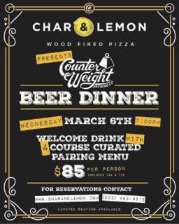 Counter Weight Beer Dinner - Wednesday March 6th
